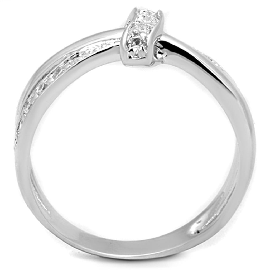 MA3W819 - Rhodium Brass Ring with AAA Grade CZ  in Clear