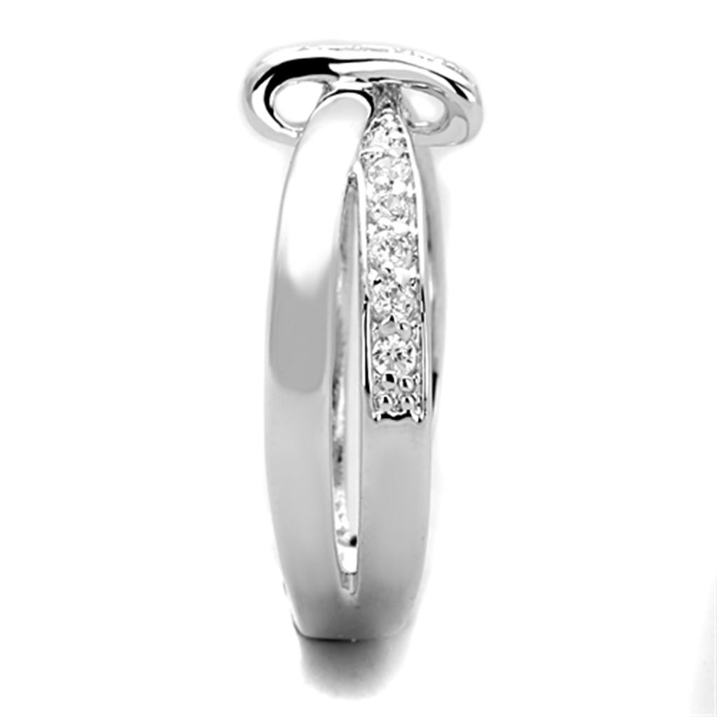 MA3W819 - Rhodium Brass Ring with AAA Grade CZ  in Clear