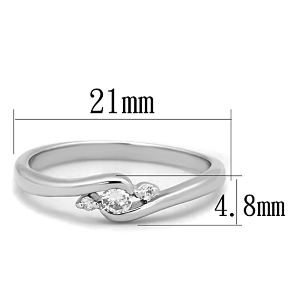 MA3W822 - Rhodium Brass Ring with AAA Grade CZ  in Clear