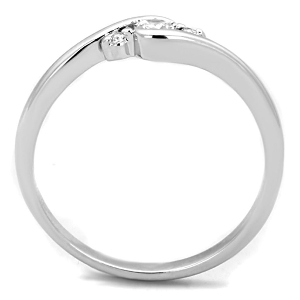 MA3W822 - Rhodium Brass Ring with AAA Grade CZ  in Clear