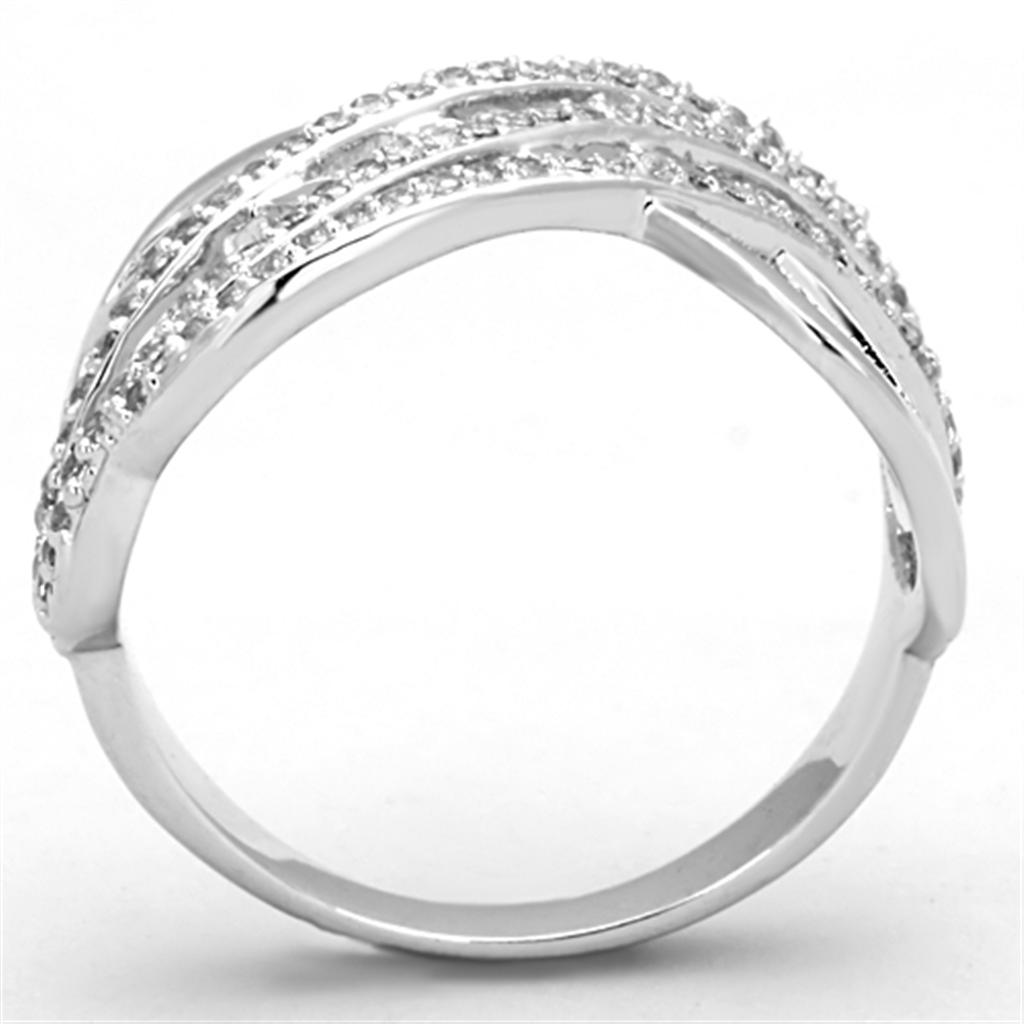 MA3W823 - Rhodium Brass Ring with AAA Grade CZ  in Clear
