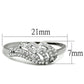 MA3W824 - Rhodium Brass Ring with AAA Grade CZ  in Clear