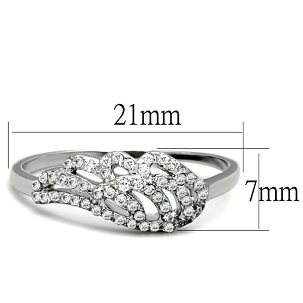 MA3W824 - Rhodium Brass Ring with AAA Grade CZ  in Clear