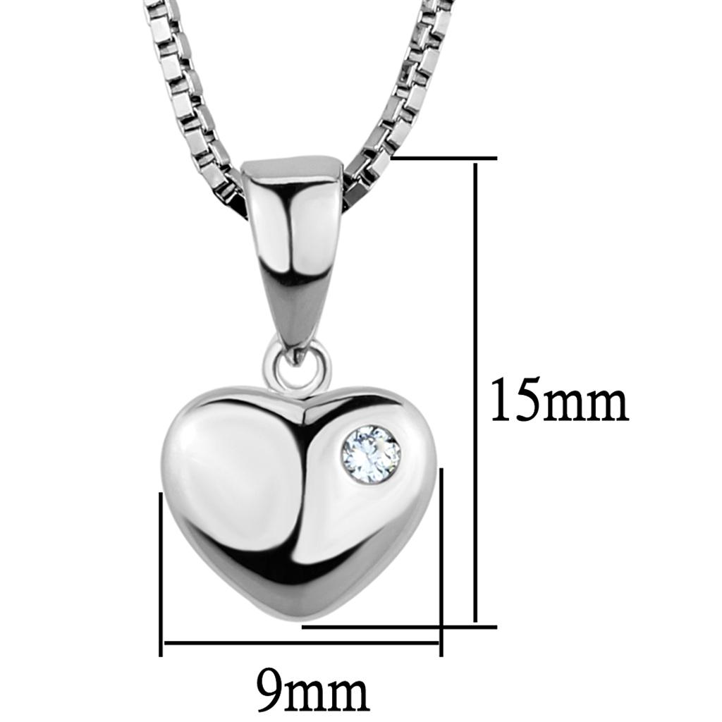 MA3W825 - Rhodium Brass Chain Pendant with AAA Grade CZ  in Clear