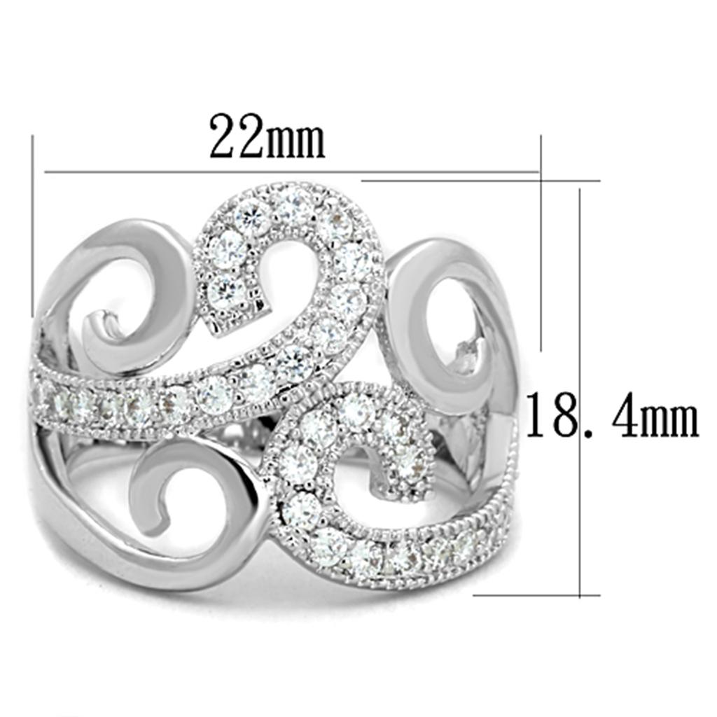 MA3W827 - Rhodium Brass Ring with AAA Grade CZ  in Clear
