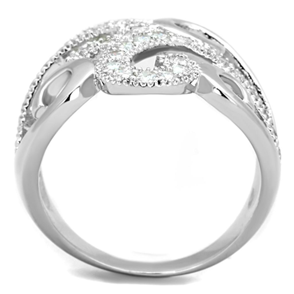 MA3W827 - Rhodium Brass Ring with AAA Grade CZ  in Clear