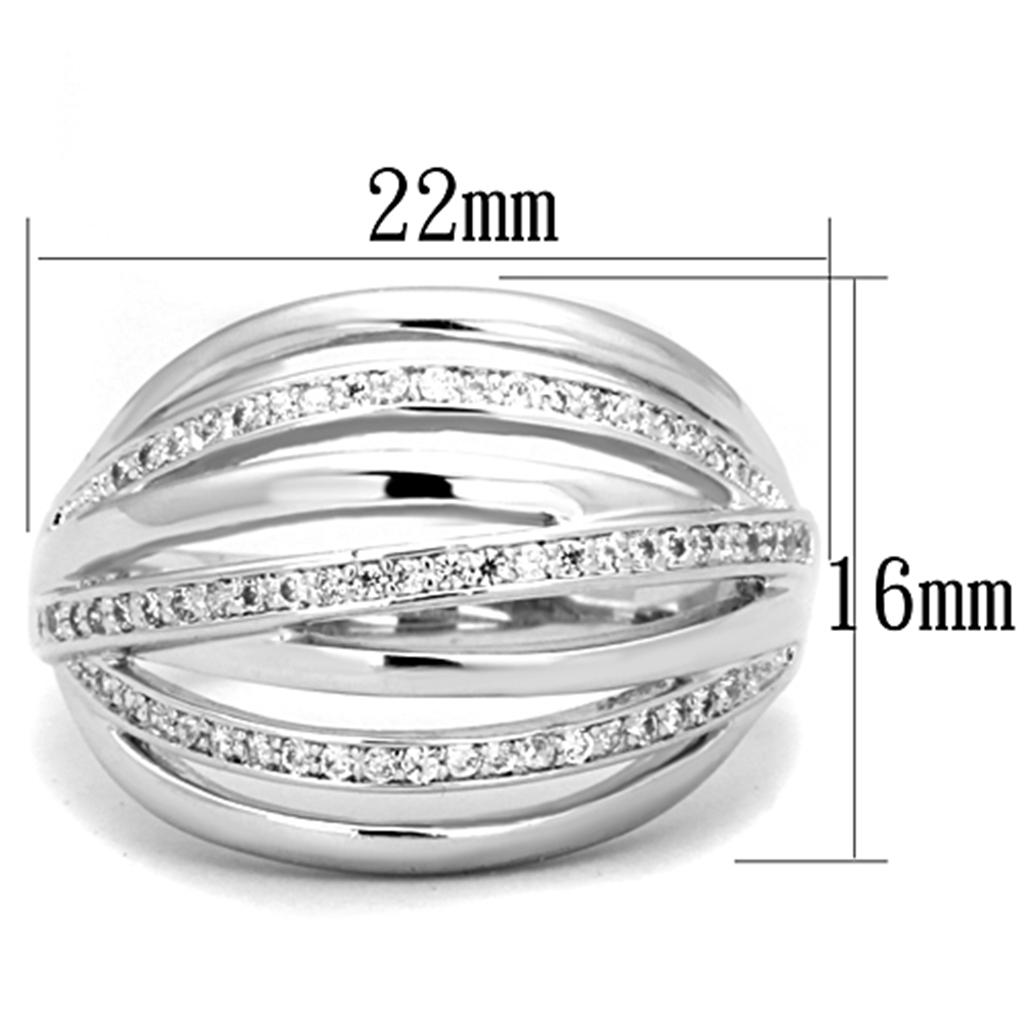 MA3W828 - Rhodium Brass Ring with AAA Grade CZ  in Clear