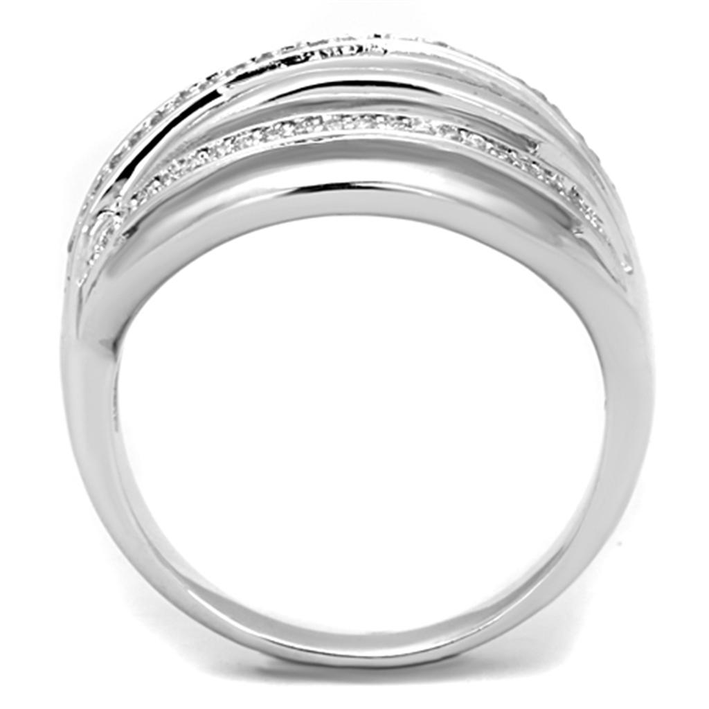 MA3W828 - Rhodium Brass Ring with AAA Grade CZ  in Clear