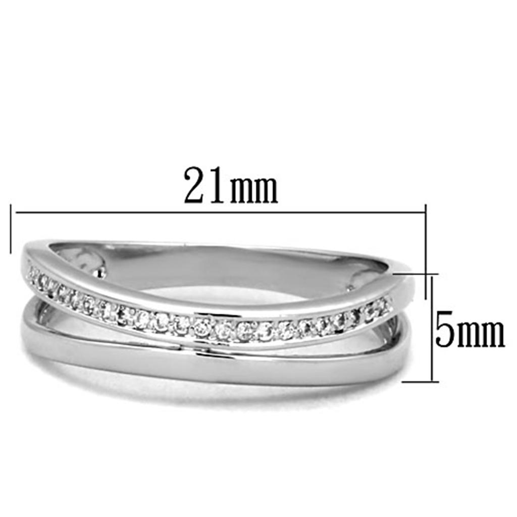 MA3W829 - Rhodium Brass Ring with AAA Grade CZ  in Clear