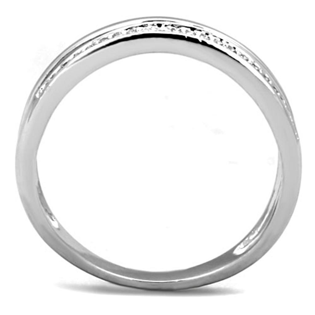 MA3W829 - Rhodium Brass Ring with AAA Grade CZ  in Clear