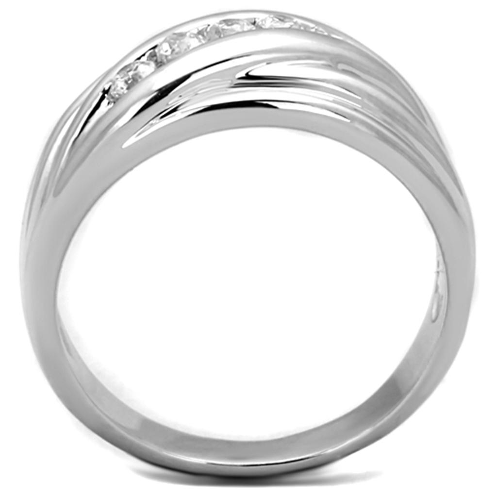 MA3W830 - Rhodium Brass Ring with AAA Grade CZ  in Clear