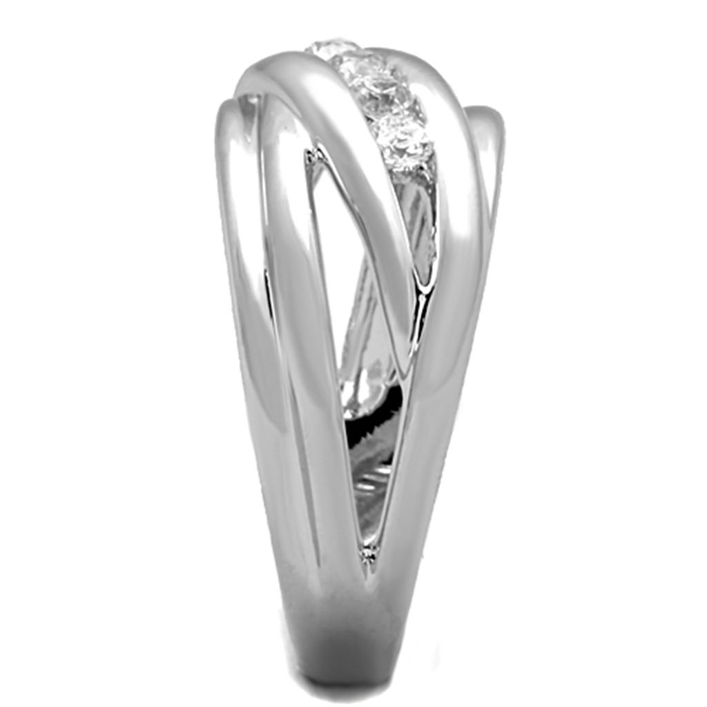 MA3W830 - Rhodium Brass Ring with AAA Grade CZ  in Clear