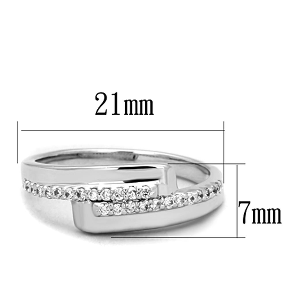 MA3W835 - Rhodium Brass Ring with AAA Grade CZ  in Clear
