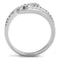 MA3W835 - Rhodium Brass Ring with AAA Grade CZ  in Clear