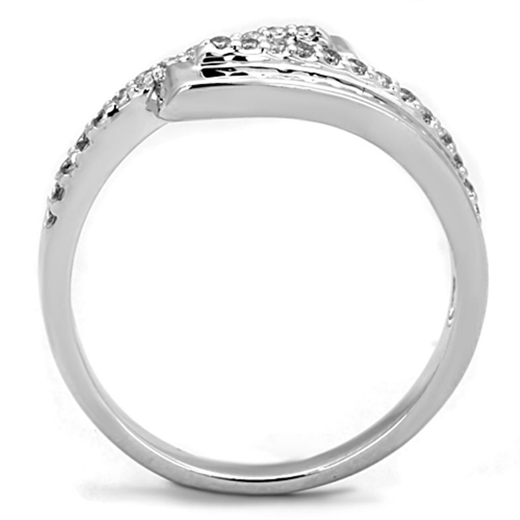 MA3W835 - Rhodium Brass Ring with AAA Grade CZ  in Clear