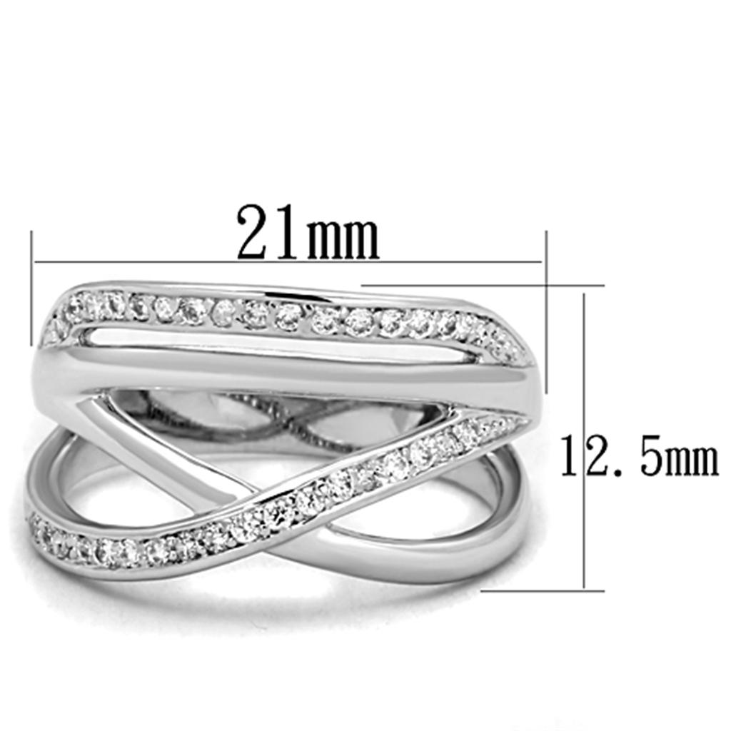 MA3W836 - Rhodium Brass Ring with AAA Grade CZ  in Clear