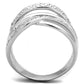 MA3W836 - Rhodium Brass Ring with AAA Grade CZ  in Clear