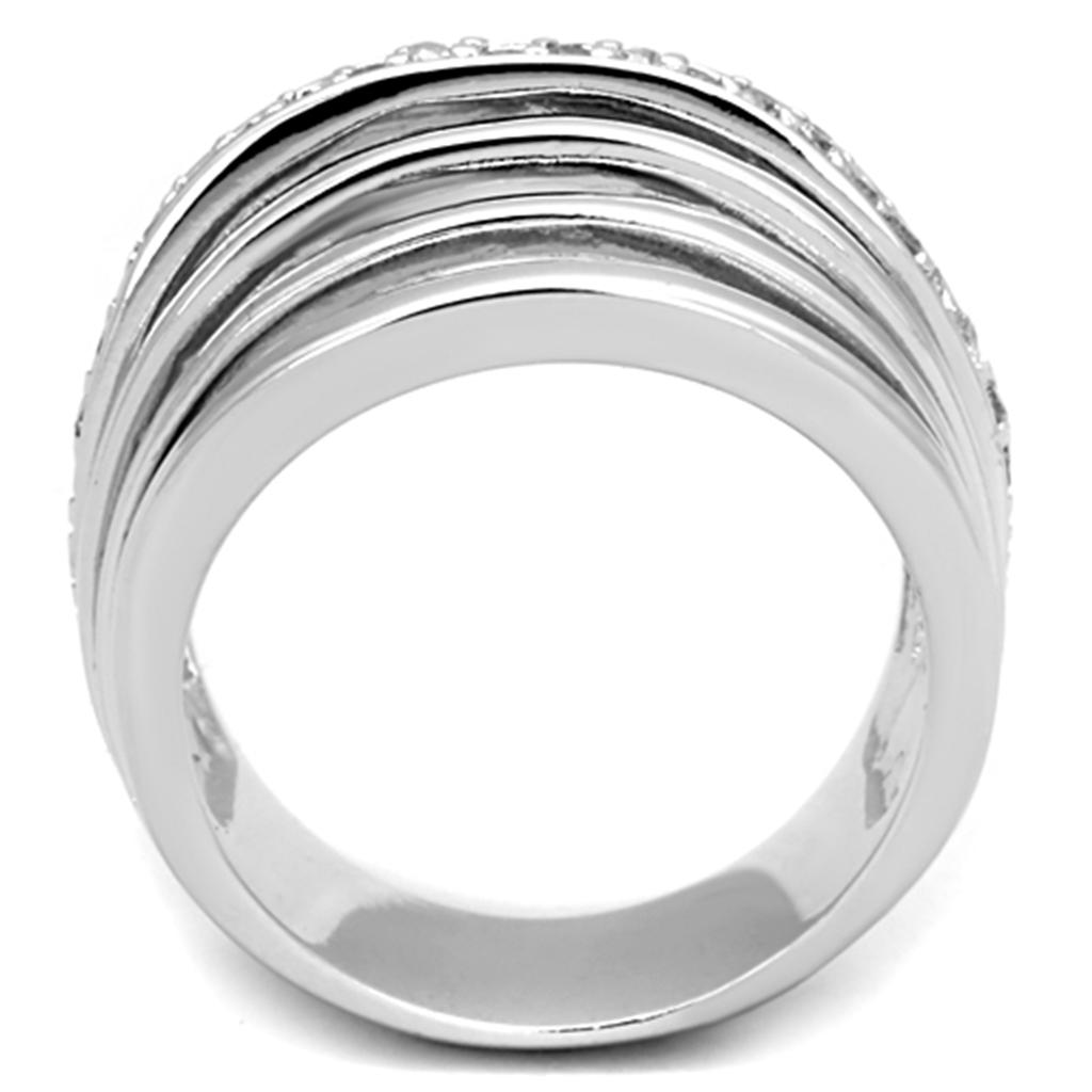 MA3W837 - Rhodium Brass Ring with AAA Grade CZ  in Clear