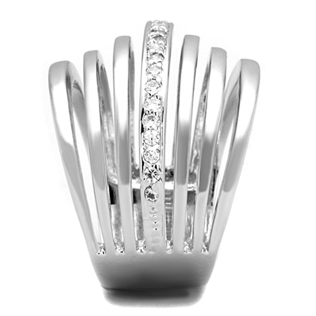 MA3W837 - Rhodium Brass Ring with AAA Grade CZ  in Clear