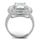 MA3W839 - Rhodium Brass Ring with AAA Grade CZ  in Clear