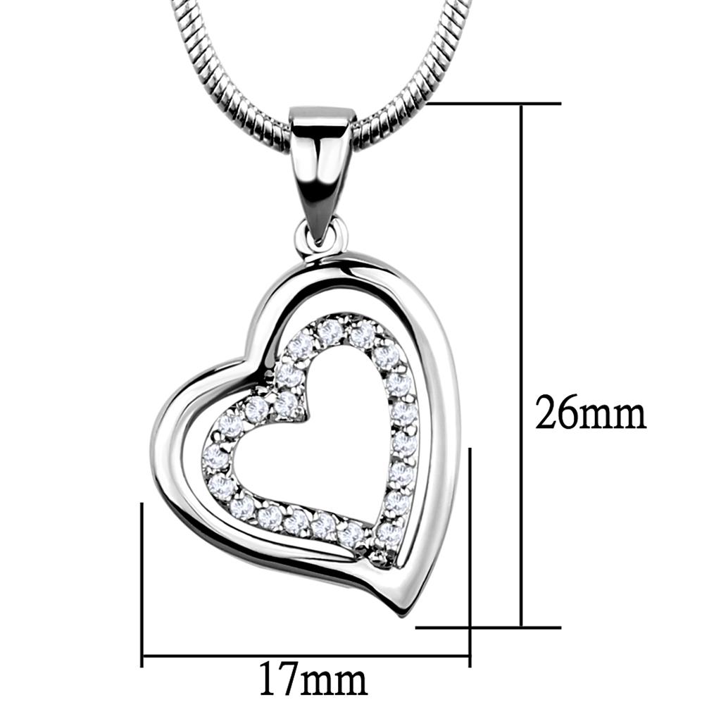 MA3W841 - Rhodium Brass Chain Pendant with AAA Grade CZ  in Clear