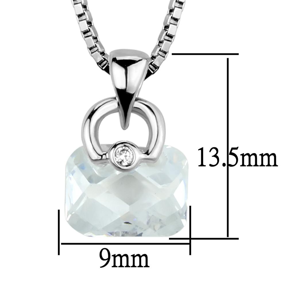 MA3W844 - Rhodium Brass Chain Pendant with AAA Grade CZ  in Clear