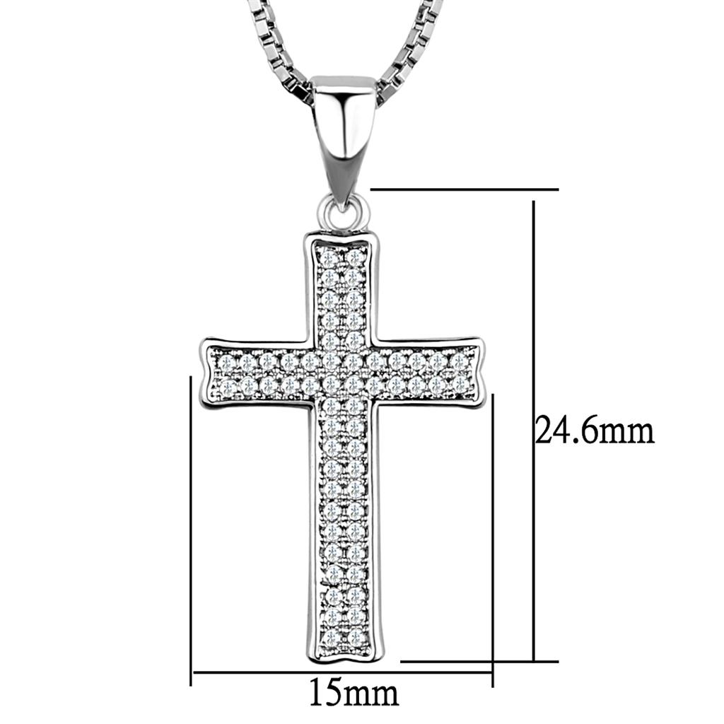 MA3W846 - Rhodium Brass Chain Pendant with AAA Grade CZ  in Clear