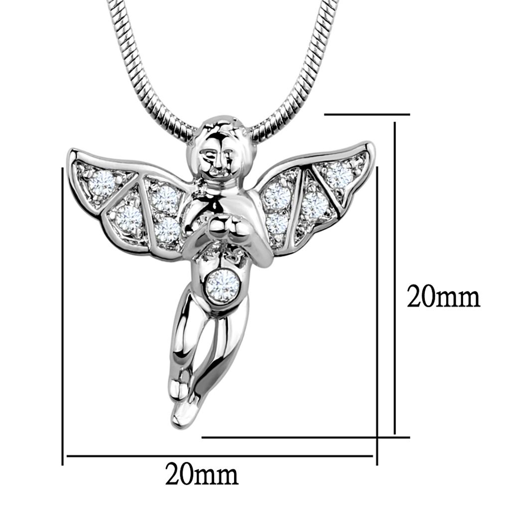 MA3W848 - Rhodium Brass Chain Pendant with AAA Grade CZ  in Clear