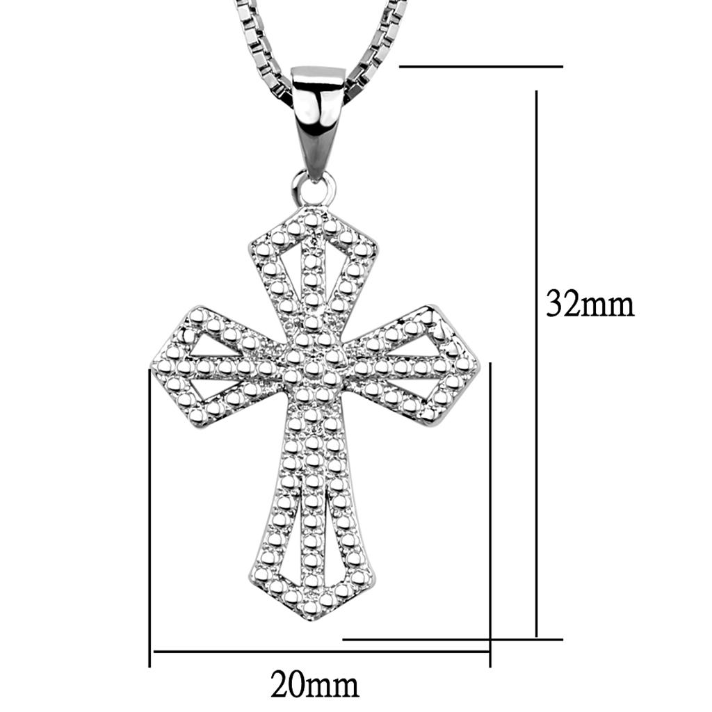 MA3W850 - Rhodium Brass Chain Pendant with AAA Grade CZ  in Clear