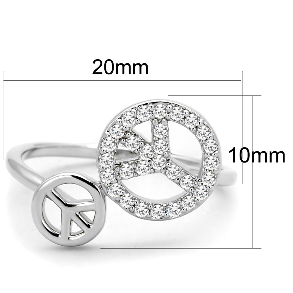 MA3W853 - Rhodium Brass Ring with AAA Grade CZ  in Clear