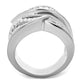 MA3W854 - Rhodium Brass Ring with AAA Grade CZ  in Clear