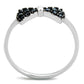 MA3W856 - Rhodium + Ruthenium Brass Ring with AAA Grade CZ  in Black Diamond