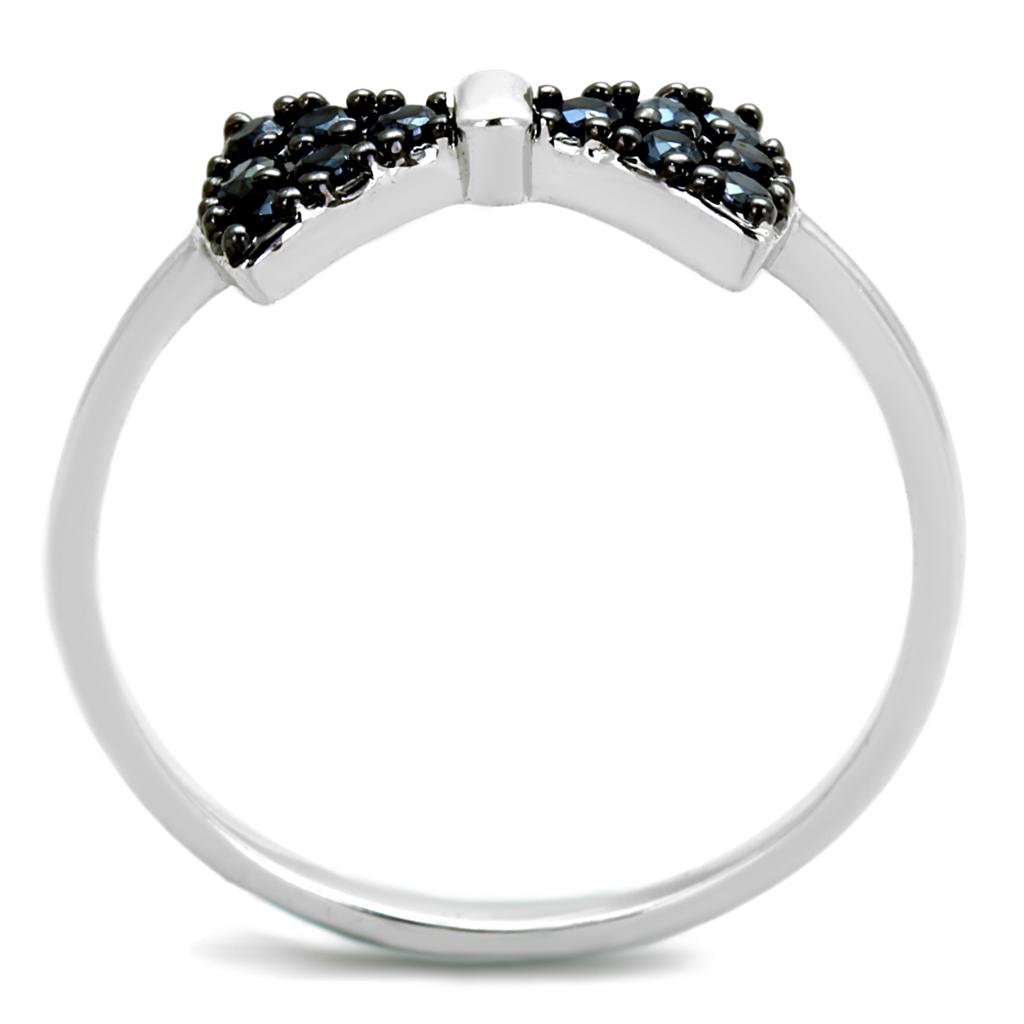 MA3W856 - Rhodium + Ruthenium Brass Ring with AAA Grade CZ  in Black Diamond