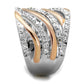 MA3W857 - Rose Gold + Rhodium Brass Ring with AAA Grade CZ  in Clear