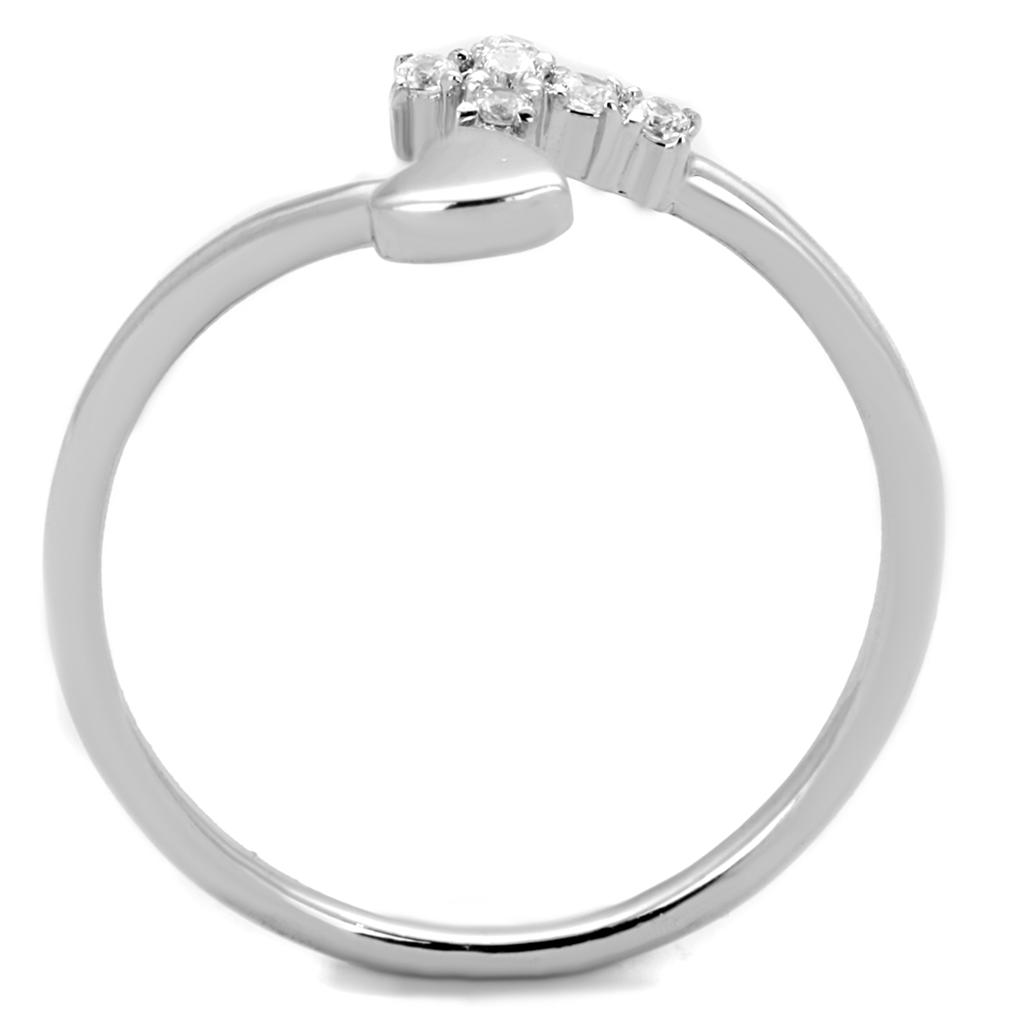 MA3W860 - Rhodium Brass Ring with AAA Grade CZ  in Clear