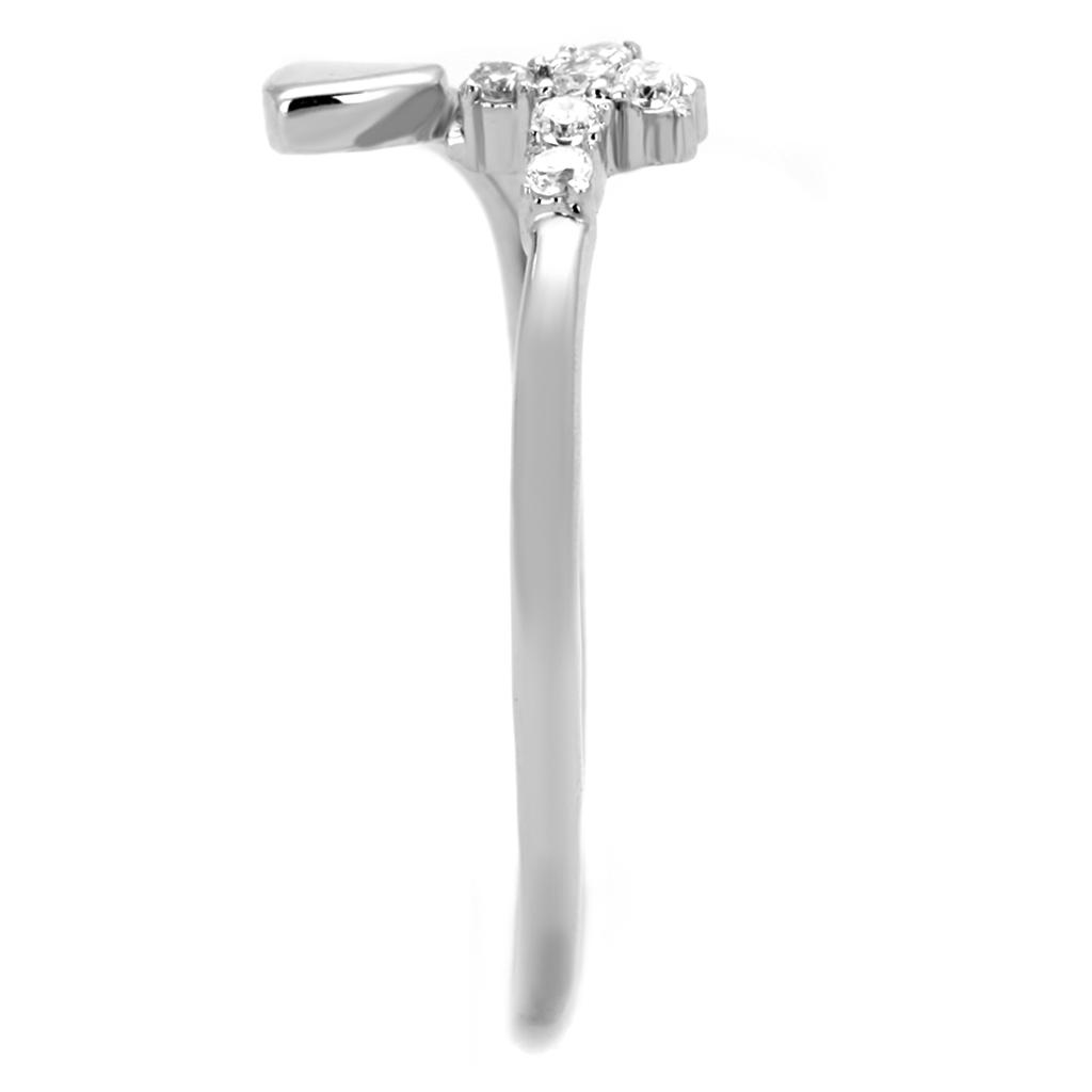 MA3W860 - Rhodium Brass Ring with AAA Grade CZ  in Clear