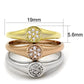 MA3W862 - Rhodium + Gold + Rose Gold Brass Ring with AAA Grade CZ  in Clear