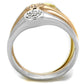 MA3W862 - Rhodium + Gold + Rose Gold Brass Ring with AAA Grade CZ  in Clear