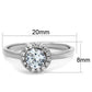 MA3W863 - Rhodium Brass Ring with AAA Grade CZ  in Clear