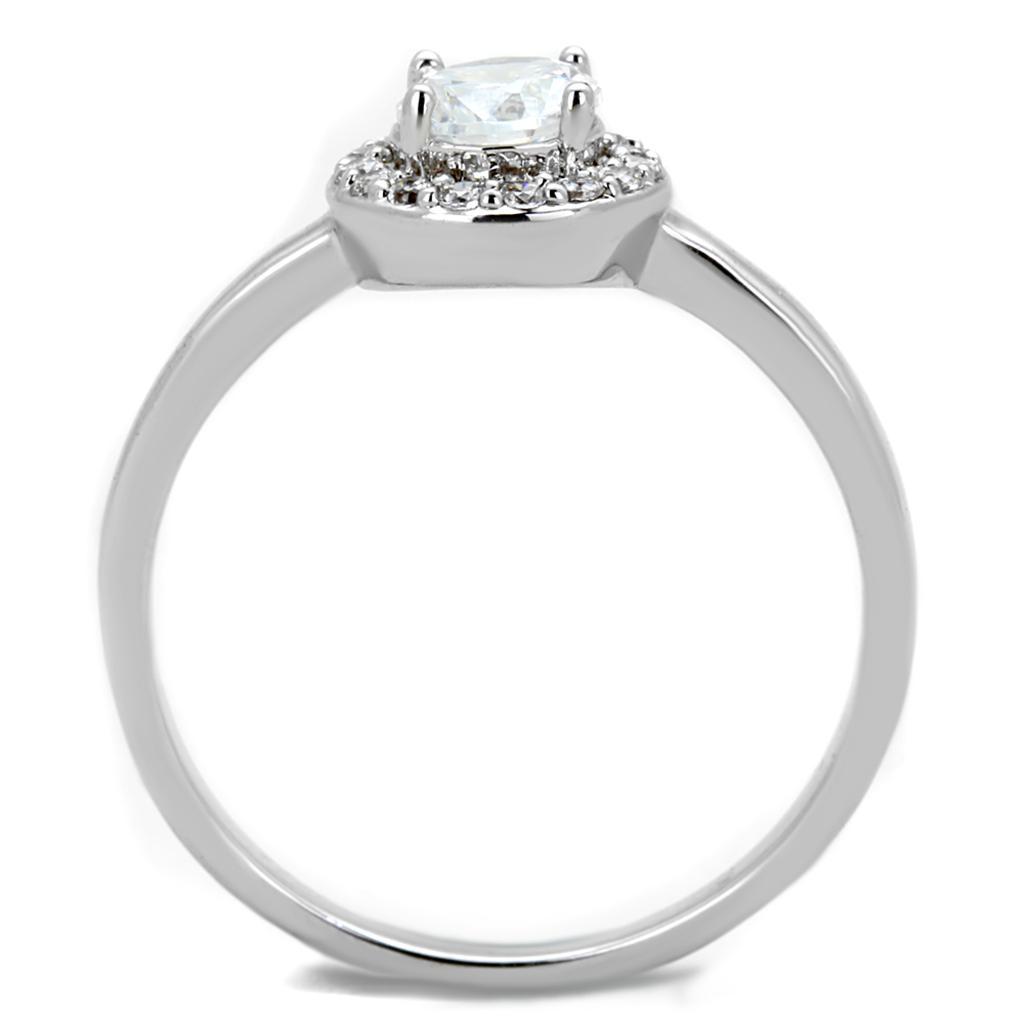 MA3W863 - Rhodium Brass Ring with AAA Grade CZ  in Clear
