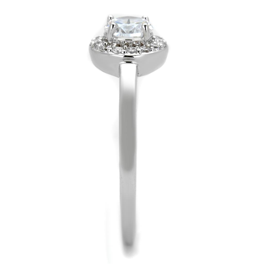 MA3W863 - Rhodium Brass Ring with AAA Grade CZ  in Clear