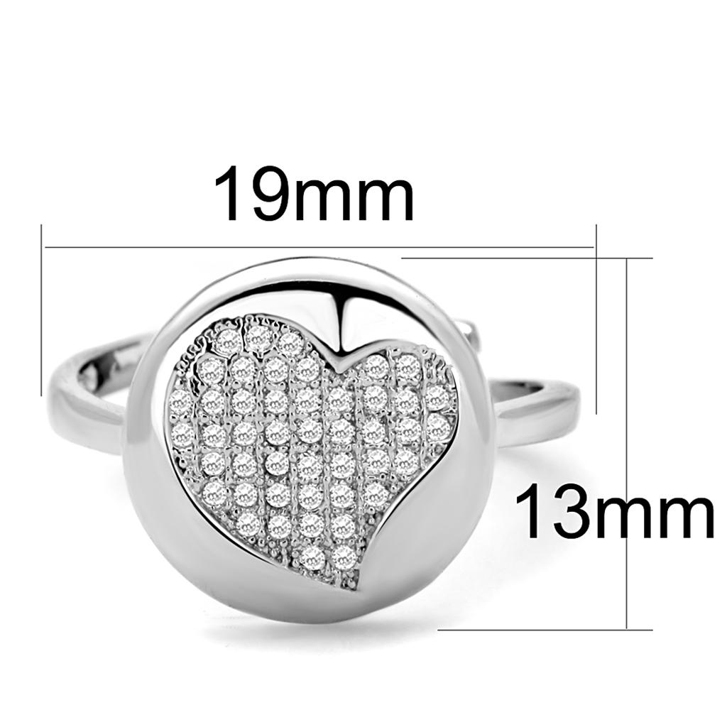 MA3W864 - Rhodium Brass Ring with AAA Grade CZ  in Clear