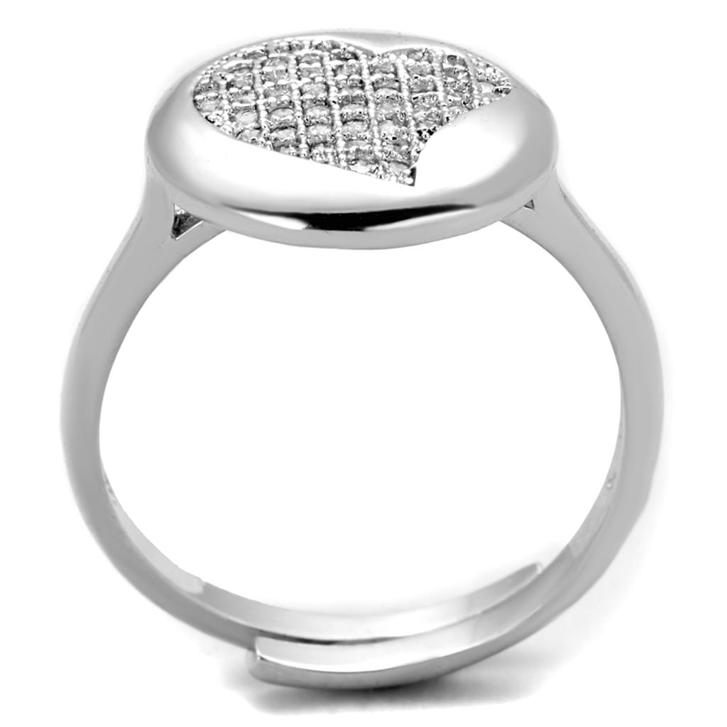 MA3W864 - Rhodium Brass Ring with AAA Grade CZ  in Clear