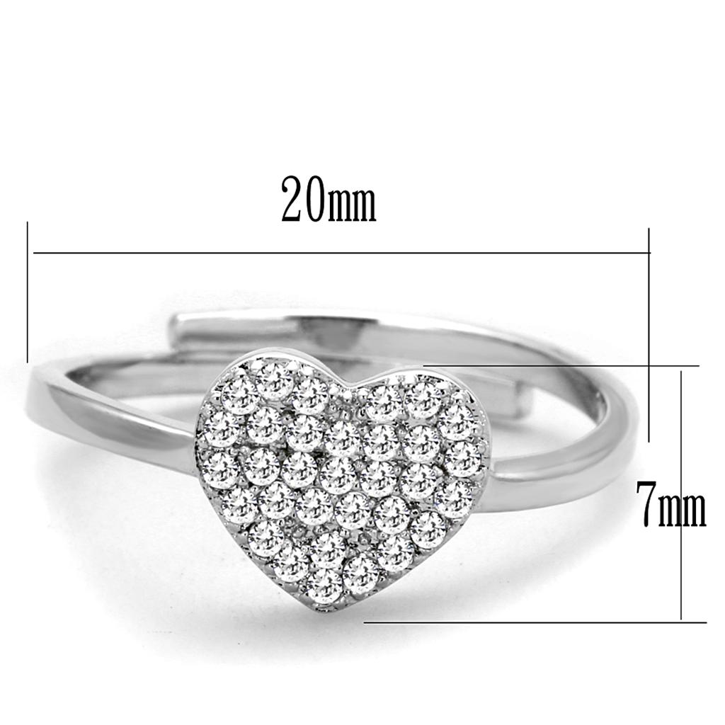 MA3W865 - Rhodium Brass Ring with AAA Grade CZ  in Clear