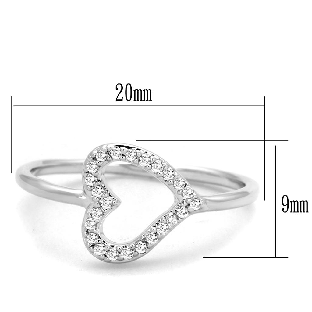 MA3W866 - Rhodium Brass Ring with AAA Grade CZ  in Clear