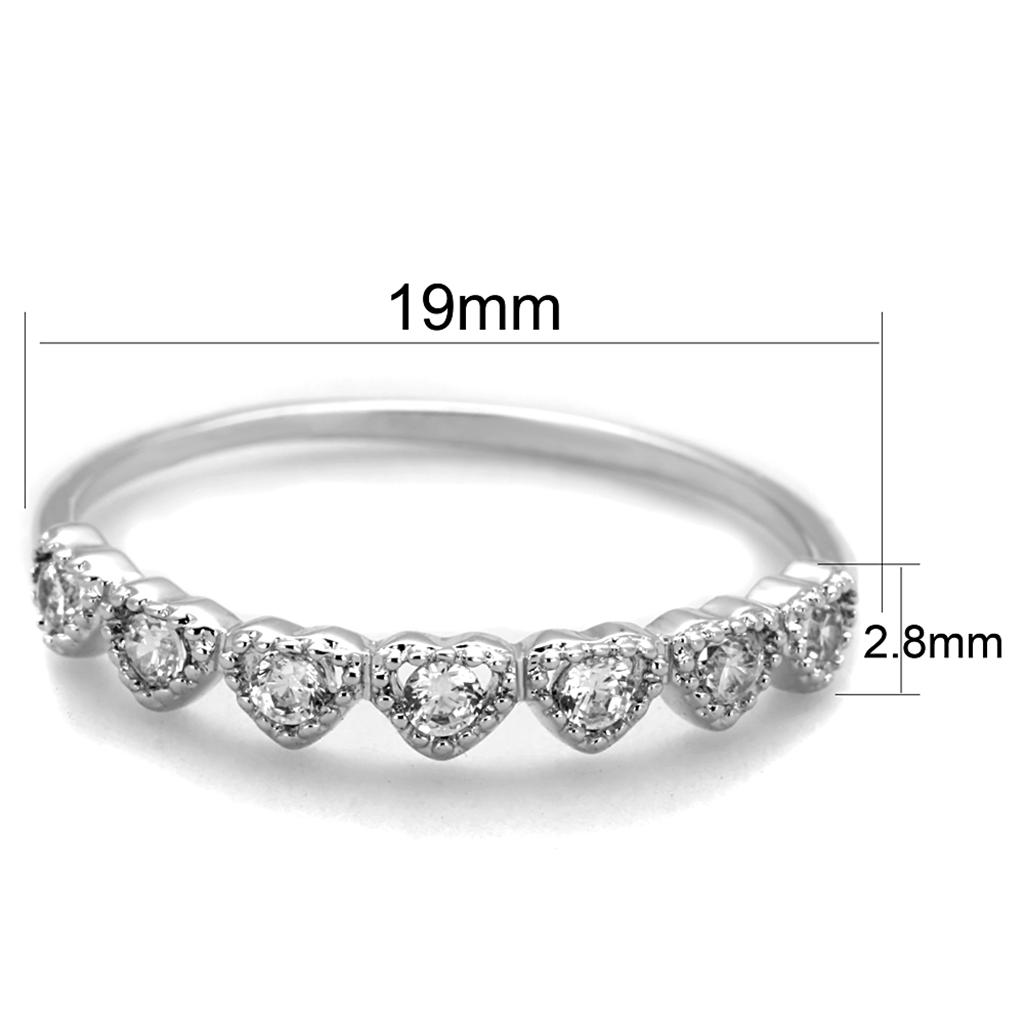 MA3W868 - Rhodium Brass Ring with AAA Grade CZ  in Clear