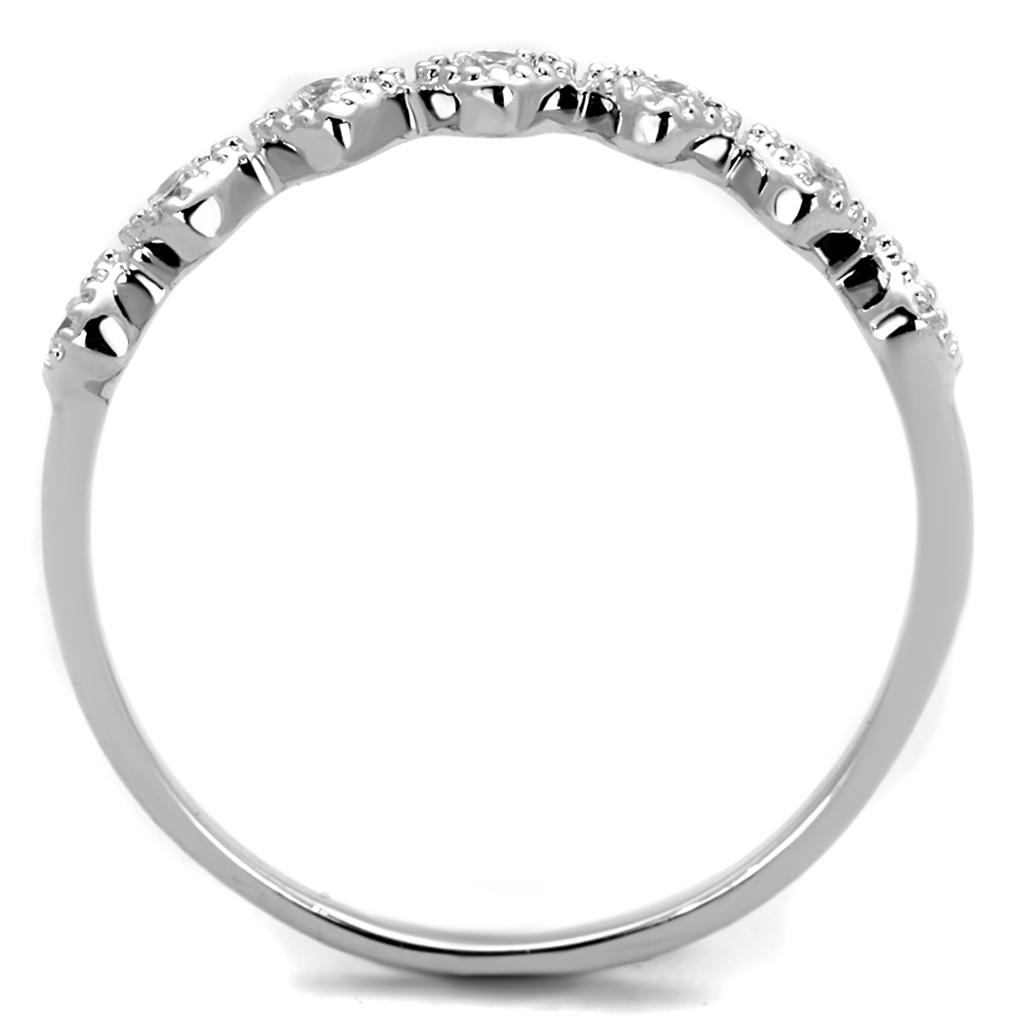 MA3W868 - Rhodium Brass Ring with AAA Grade CZ  in Clear