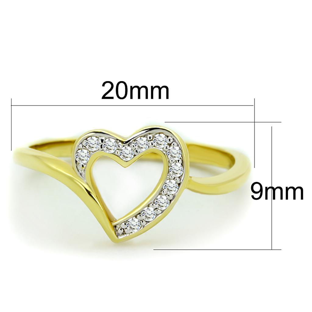 MA3W870 - Gold+Rhodium Brass Ring with AAA Grade CZ  in Clear