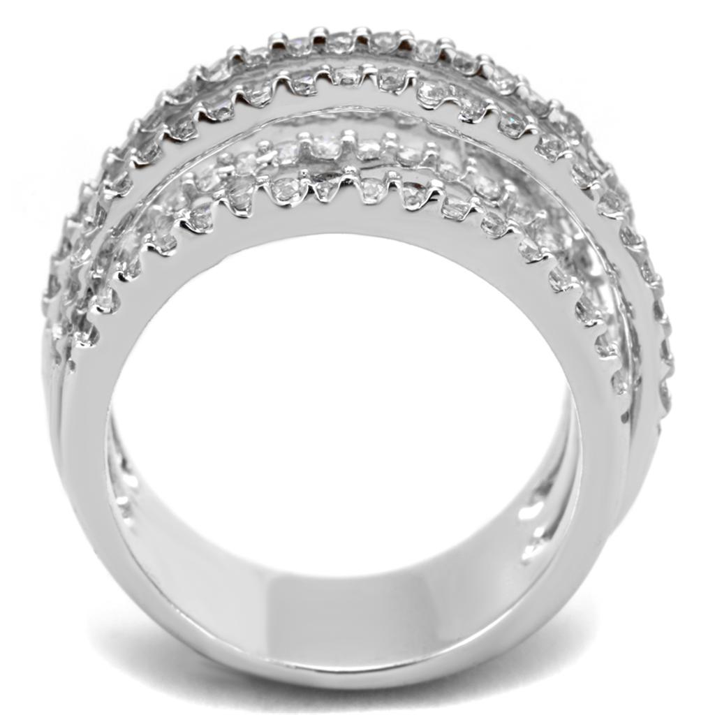 MA3W871 - Rhodium Brass Ring with AAA Grade CZ  in Clear