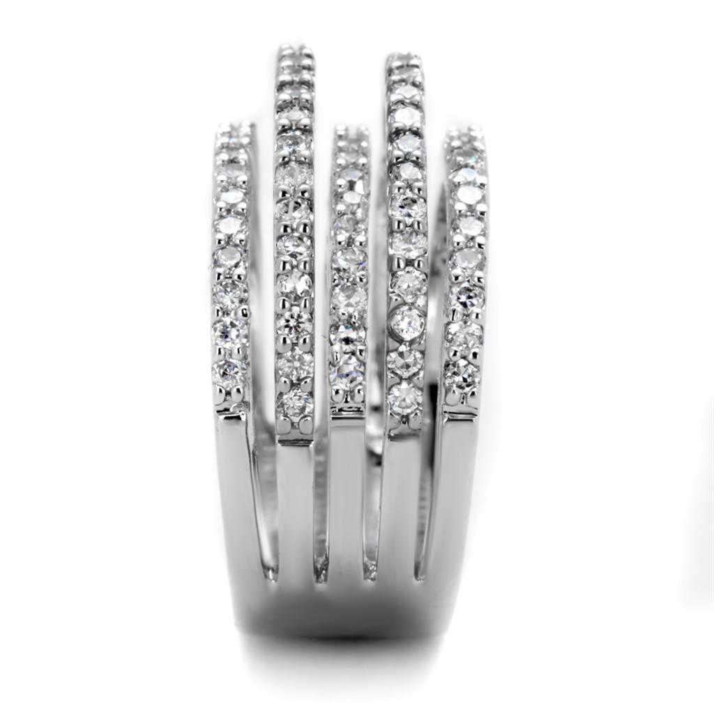 MA3W871 - Rhodium Brass Ring with AAA Grade CZ  in Clear